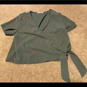 Cropped Wrap Blouse (Never worn)